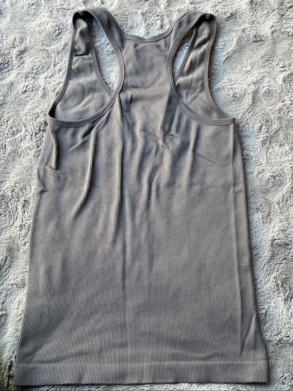 Ribbed Racerback Tank Top in Gray - Picture 4 of 4